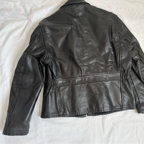 Vintage 1940’s Fidelity SPortswear Steerhide Leather black racer biker jacket - Picture 5 of 16